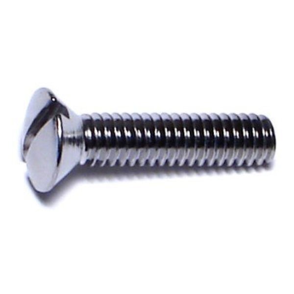 Midwest Fastener #8-32 x 3/4 in Slotted Oval Machine Screw, Chrome Plated Brass, 15 PK 70142